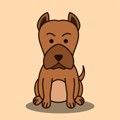 Cute Cartoon Vector Illustration of a brown pitbull dog.