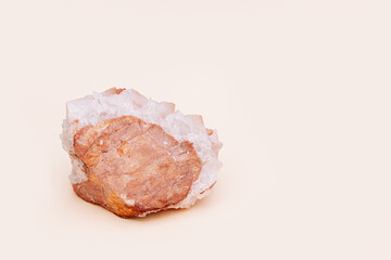 Beautiful stone calcite mineral. Natural translucent gemstone solid.