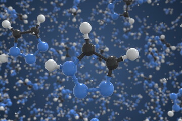 Triazole molecule made with balls, scientific molecular model. Chemical 3d rendering