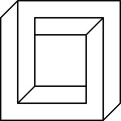 3d look geometric impossible square logo