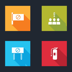 Set Protest, Crowd protest, and Fire extinguisher icon. Vector