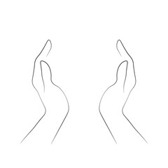 Open hands on a white background.
A vector drawing represents open hands design.