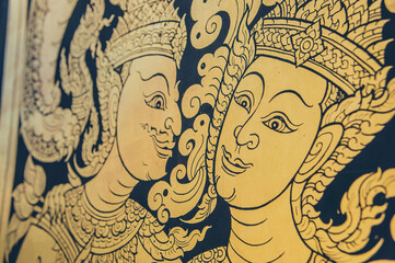 Thai Mural Paintings on the wall