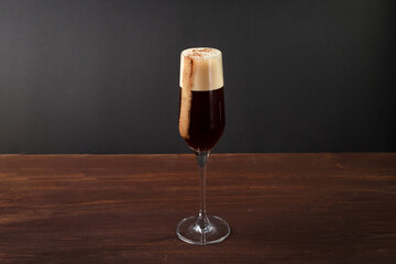 Coffee cocktail on a brown and gray background