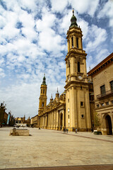 Fototapeta na wymiar landscape Nuestra Señora del Pilar Cathedral Basilica against the sky