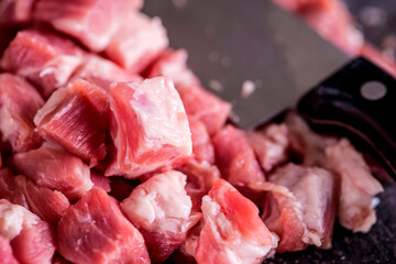 raw pork chop in a closeup