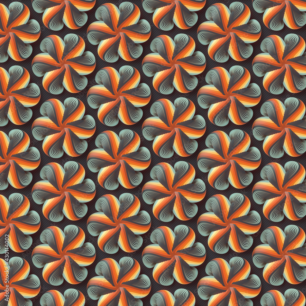 Poster Abstract pattern of 3d rendering simple geometric stylized flowers. Trendy design element. Digital illustration