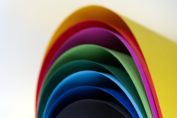 Colored thick paper bended into round shape. Photo taken April 26th, 2021, Zurich, Switzerland.