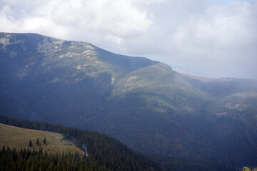 mountain landscape with cloud sky Carpathian Ukraine