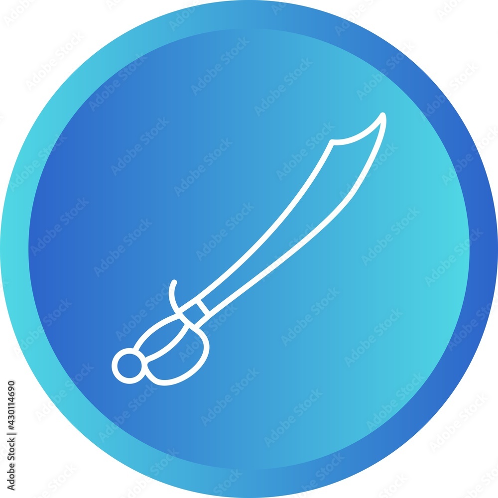 Sticker unique pirate sword line vector icon