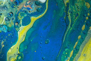 Abstract Blue Acrylic pour Liquid marble surfaces Design.
