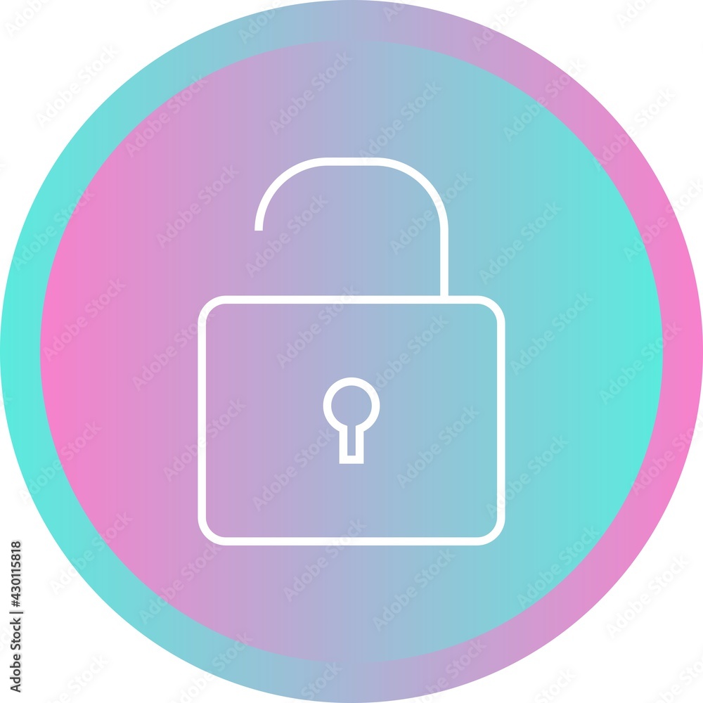 Wall mural open lock line vector icon