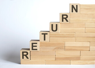 RETURN Word Written In Wooden Blocks . Business concept