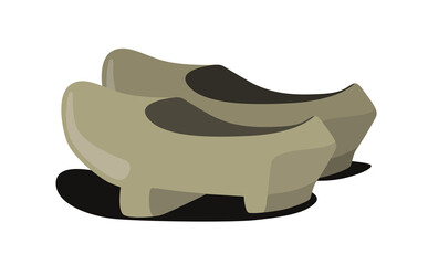 Traditional footwear. Shoes in Spain, Asturias. Isolated object on white background. Flat cartoon style vector illustration.