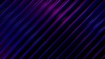 Abstract glowing neon lights lines background, straight blue and purple lines