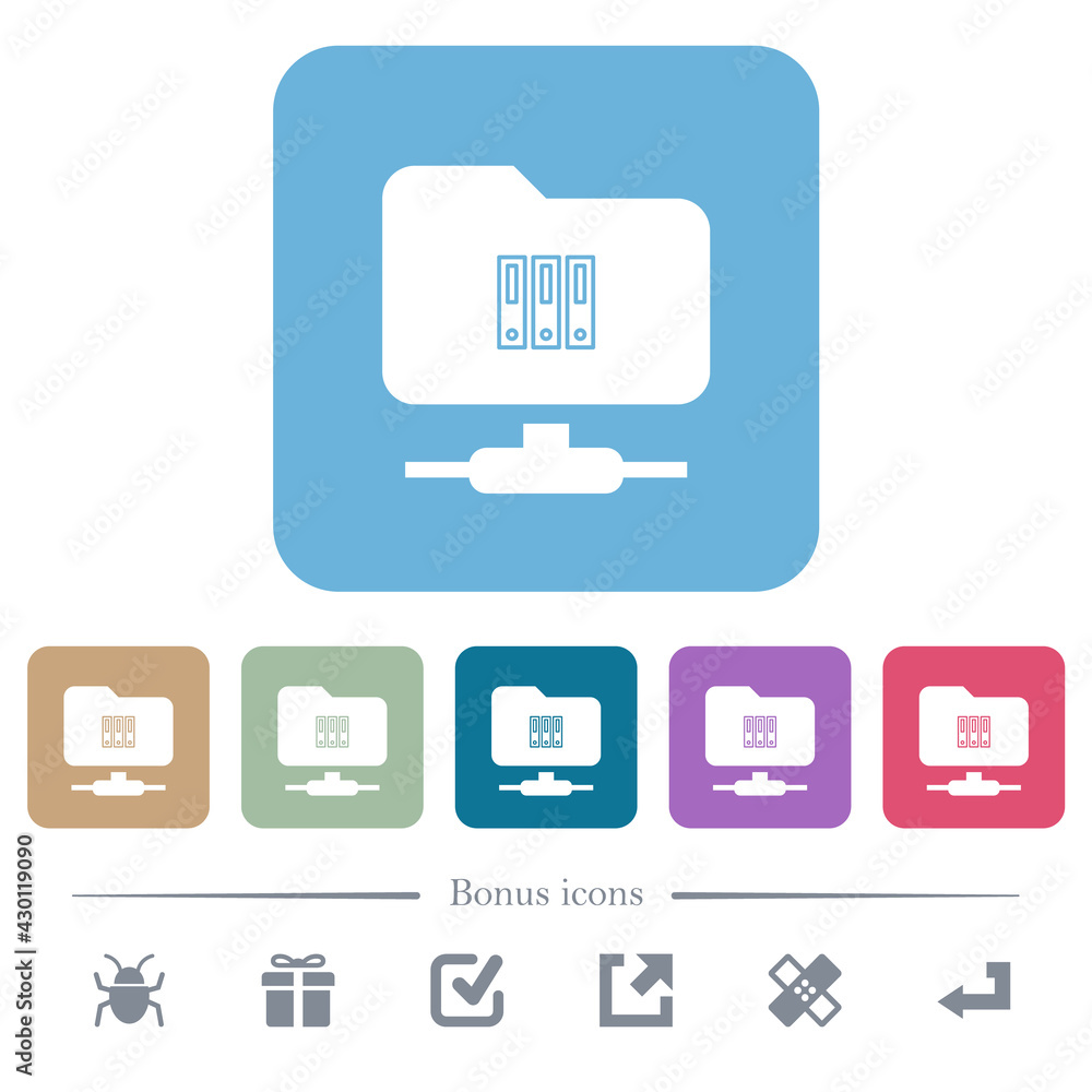 Aufkleber ftp archive flat icons on color rounded square backgrounds