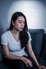 Obraz premium The lady may reflect on the thoughts and feelings that they are worthless unreasonable feelings of guilt or regret despair and selfloathing