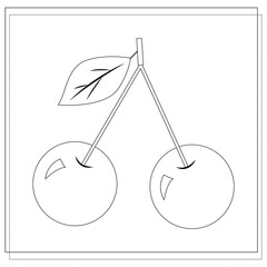 Page of the coloring book, cherry. sketch. Coloring book for kids. Vector isolated on a white background