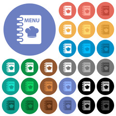 Menu with chef hat round flat multi colored icons