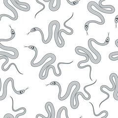 Celestial snake seamless pattern. Mystical cobra background. Spiritual texture.