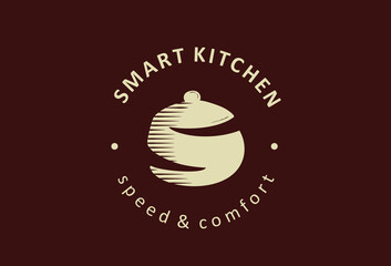 Smart kitchen logotype with S initial for restaurant or cafe