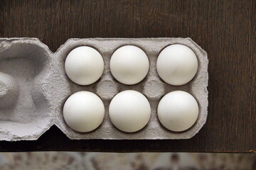 Six eggs in egg box