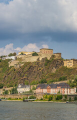 Historic Ehrenbreitstein fortress at the river Rhine in Koblenz, Germany
