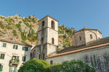 Fototapeta na wymiar St Marys Collegiate Roman Catholic Church in Kotor, Montenegro