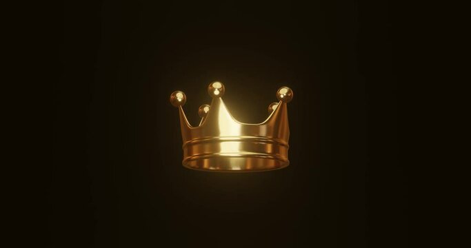 Gold royal king crown on black background with emperor treasure. 3D rendering.
