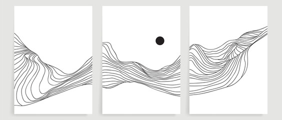 Luxury  line art background vector. Minimalist modern contour drawing. contemporary abstract art design for wall art, wallpaper, home decoration, cover, printable painting. © TWINS DESIGN STUDIO