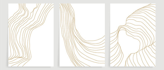 Luxury gold line art background vector. Minimalist modern contour drawing. contemporary abstract art design for wall art, wallpaper, home decoration, cover, printable painting. Vector Illustration. © TWINS DESIGN STUDIO