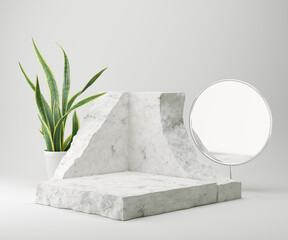 Abstract background for cosmetic product display, stone podium minimal background - obrazy, fototapety, plakaty