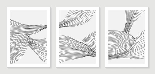 Luxury  line art background vector. Minimalist modern contour drawing. contemporary abstract art design for wall art, wallpaper, home decoration, cover, printable painting. © TWINS DESIGN STUDIO