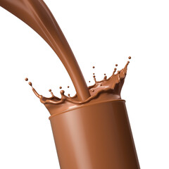 Chocolate milk or cocoa splash splashing in a glass,
