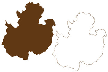 Fulda district (Federal Republic of Germany, rural district Kassel region, State of Hessen, Hesse, Hessia) map vector illustration, scribble sketch Hersfeld Fulda map