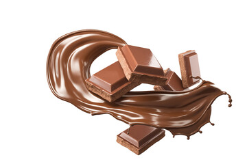 dark chocolate bar icon with chocolate cream splashing