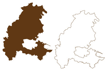 Kassel district (Federal Republic of Germany, rural district Kassel region, State of Hessen, Hesse, Hessia) map vector illustration, scribble sketch Schwalm Landkreis Kassel map