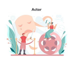 Actor and actress concept. Theatrical performer or movie production