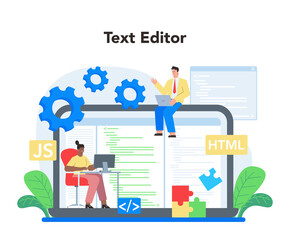 Back end development online service or platform. Software development