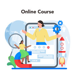 Content management online service or platform. Idea of digital strategy