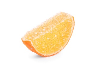 Tasty orange jelly candy isolated on white
