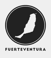 Fuerteventura icon. Round logo with island map and title. Stylish Fuerteventura badge with map. Vector illustration.