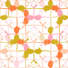 Vector floral seamless pattern with rosebuds. Stylized hand drawn flowers in pastel colors on white background.