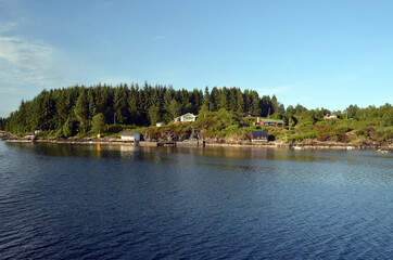 View from the board of Flam - Bergen ferry. Sognefjord, Norway, Scandinavia. Tourism and travel.