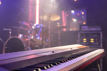 Close up of musical keys in music studio.