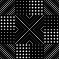 Abstract tile with dots and lines. Black tile pattern.