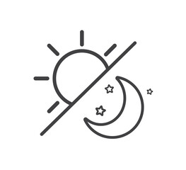 Sun and moon icon isolated on white background. Day and night. Vector illustration.