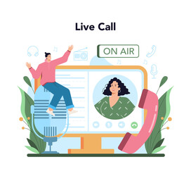 Radio host concept. Idea of news broadcast in the studio. Radio DJ