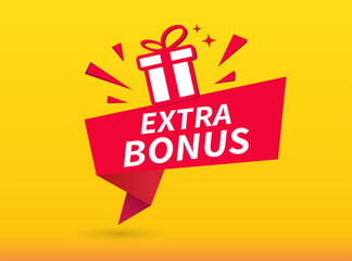Extra bonus banner design on yellow background. Element design for web. Vector illustration