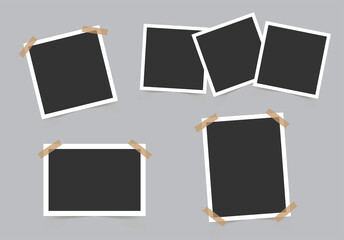 Set of photo Frames. Template for your photos isolated on gray background. Vector illustration.